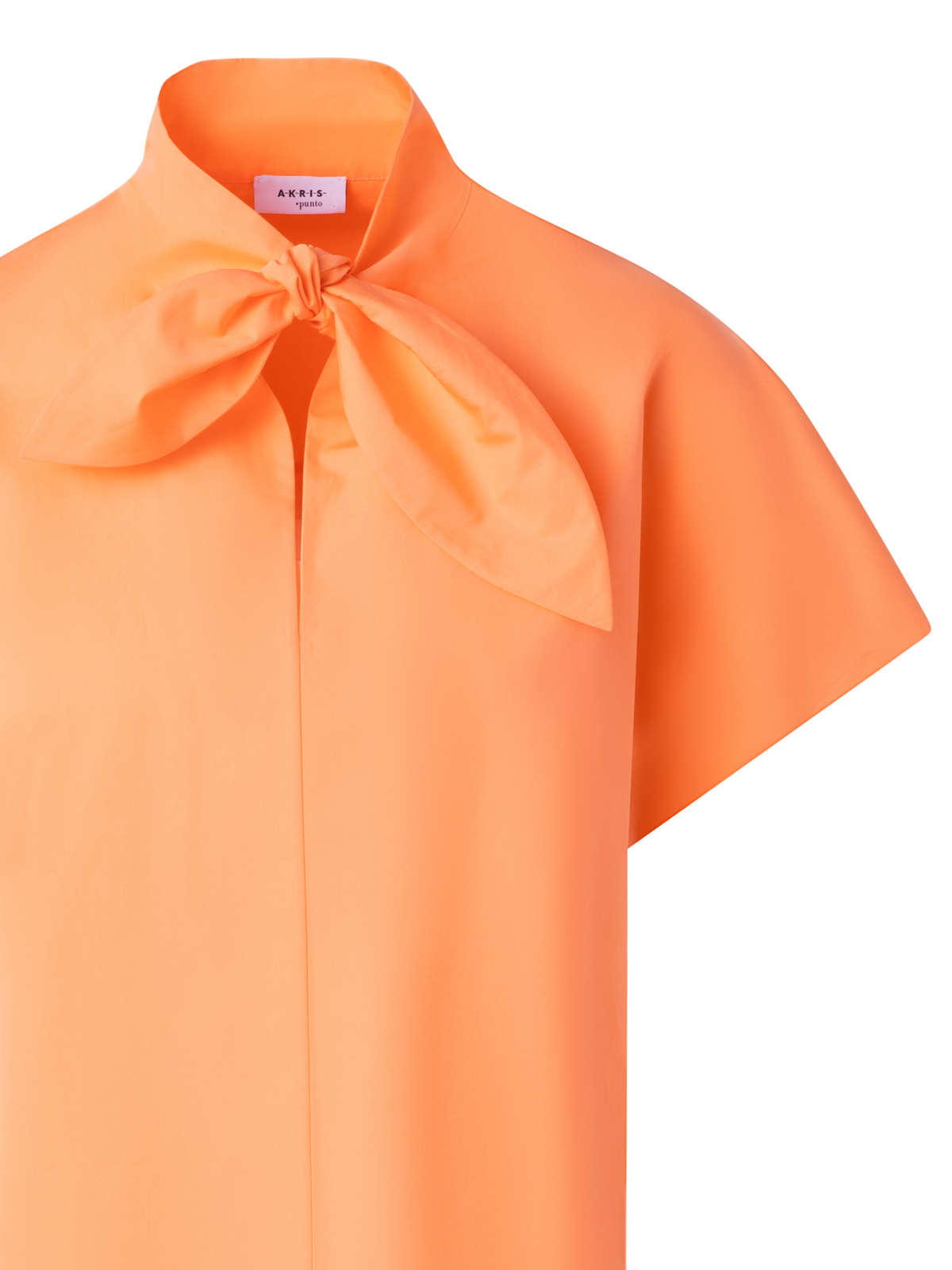 Designer Cotton Blouse with Collar Knot - pastel - orange