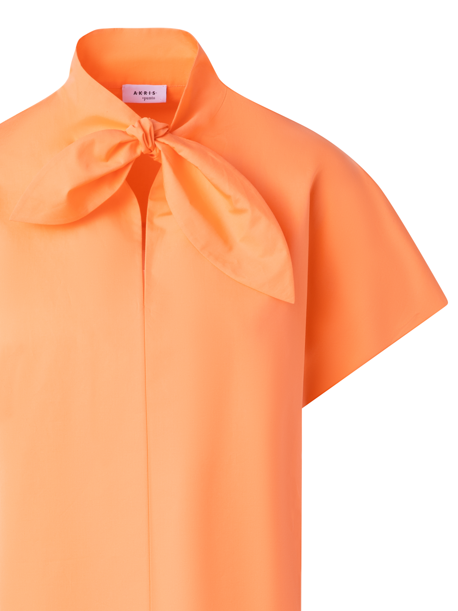 Designer Cotton Blouse with Collar Knot - pastel - orange