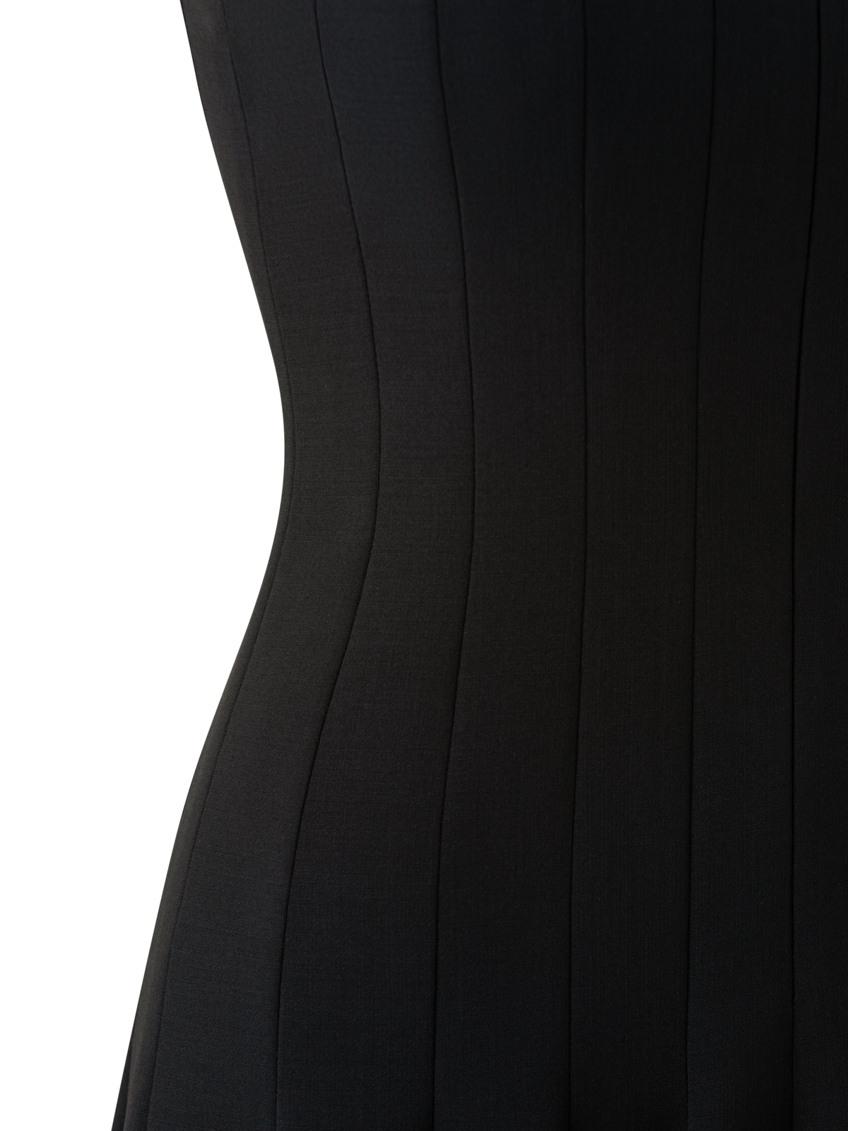 Designer Wool Double-Face Dress with Skaters Pleats - black