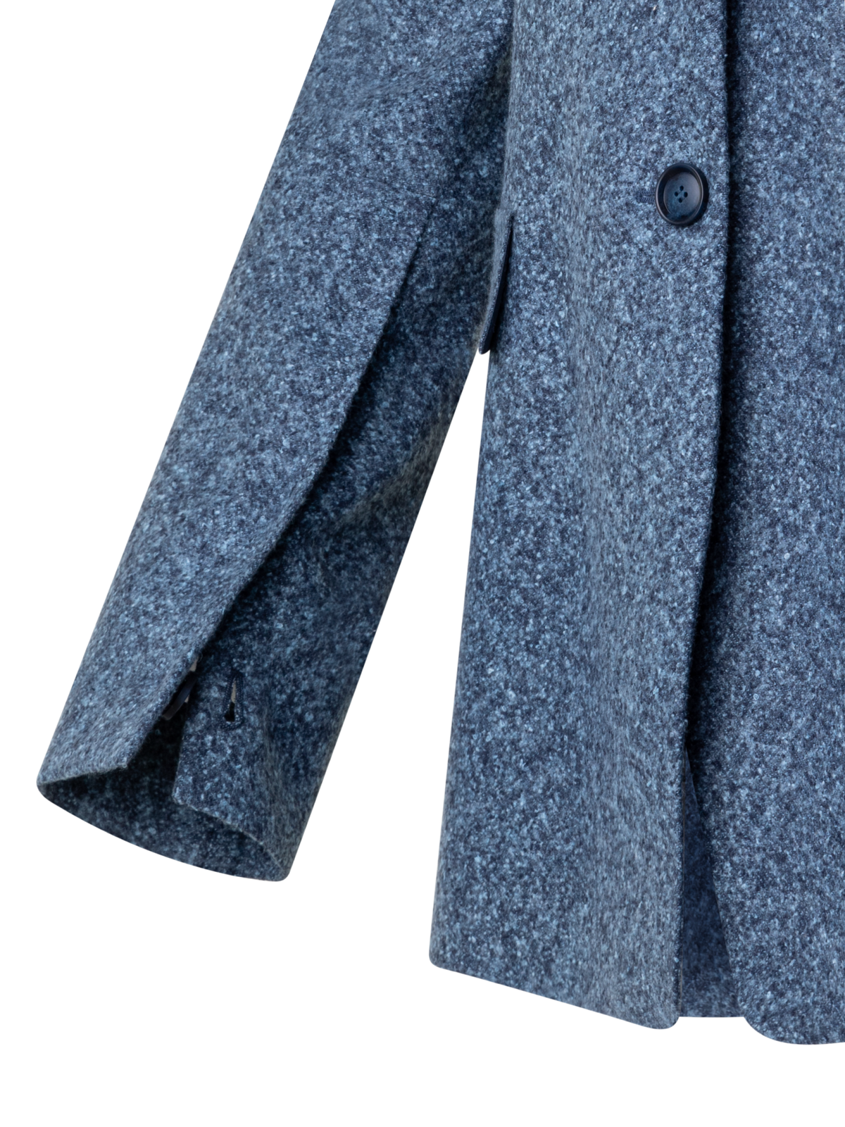 Designer Long Tweed Flannel Jacket in Cashmere Linen - grey