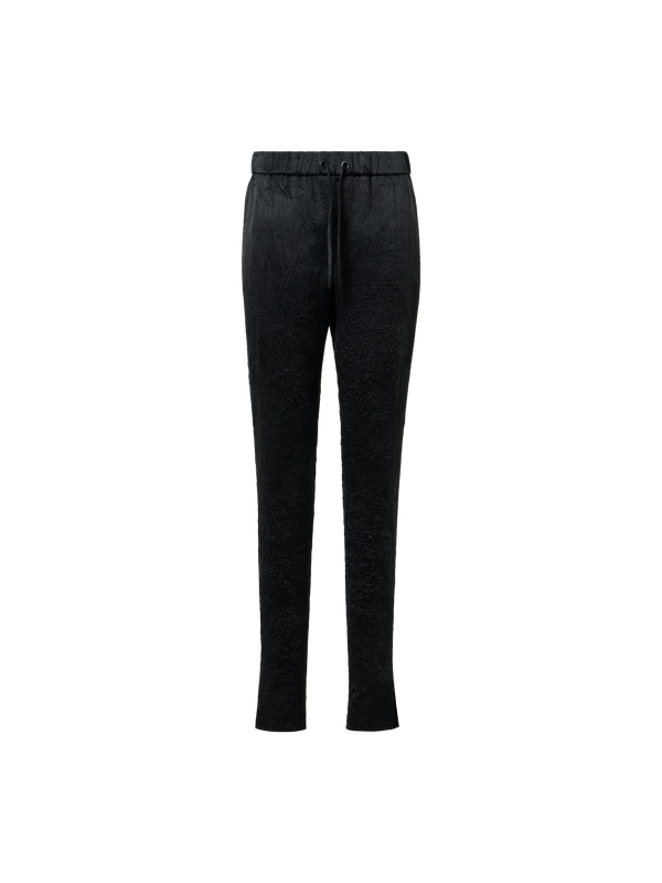 Designer Mike Drawstring Crinkled Satin Jogger Pants - black