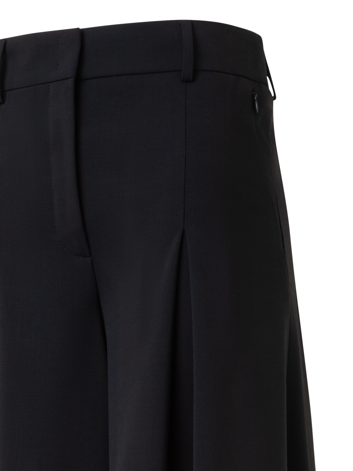 Designer Extra Wide Palazzo Wool Stretch Twill Pants - neutral - black