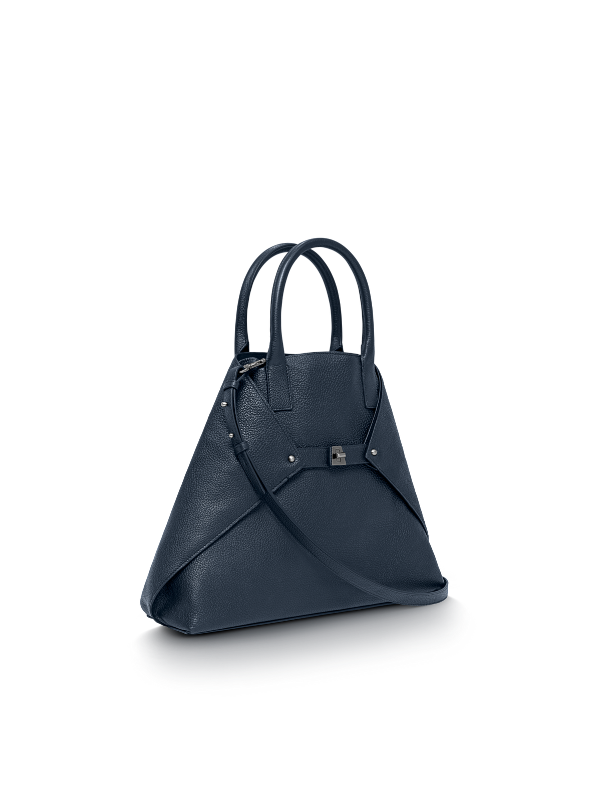 Designer Ai Medium Top Handle Tote - navy - blue