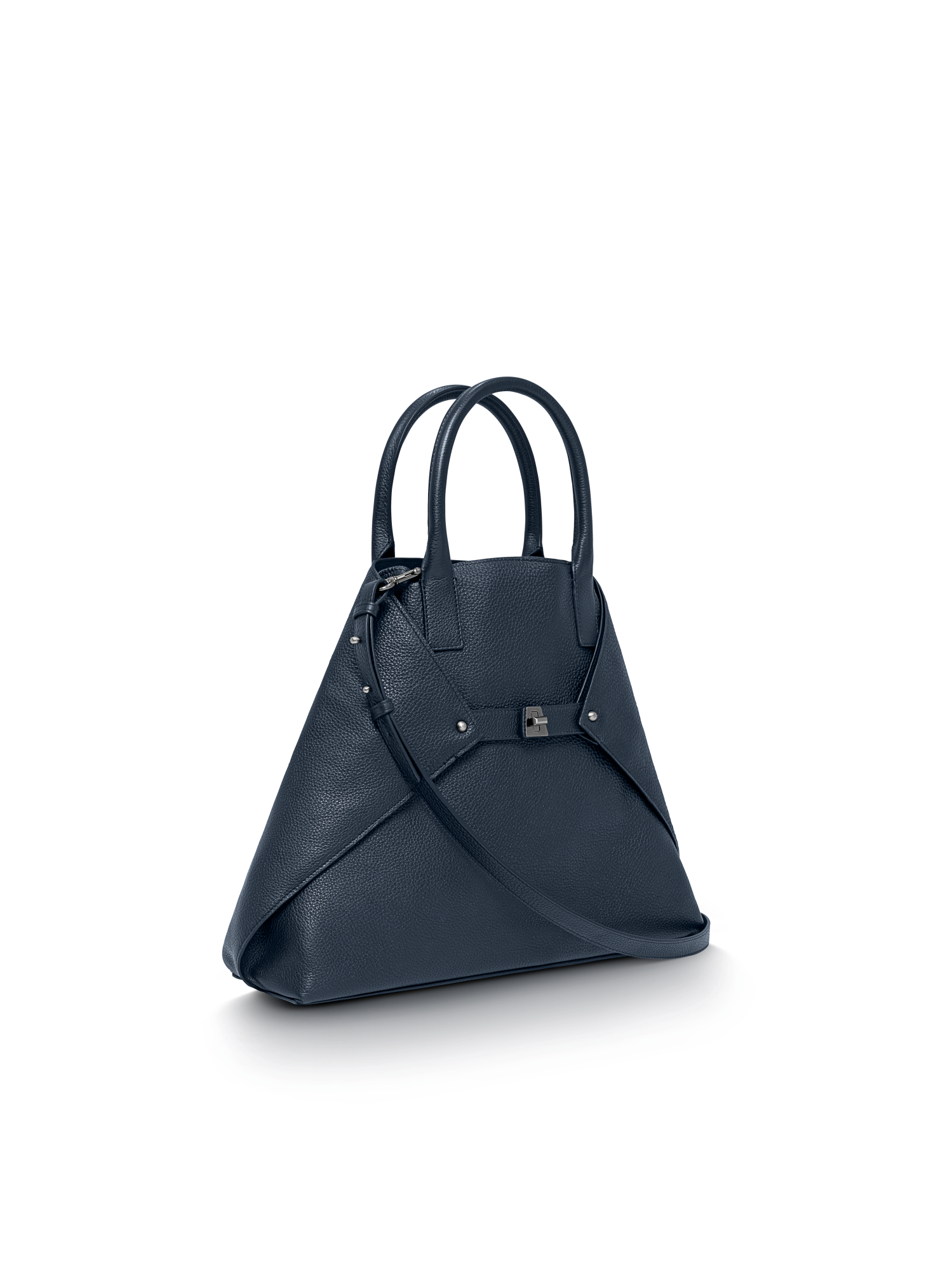 Designer Ai Medium Top Handle Tote - navy - blue