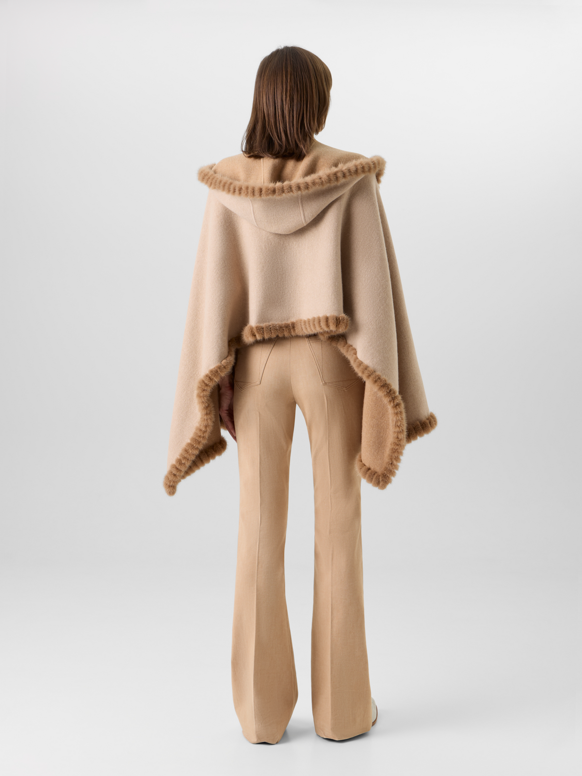 Designer Cashmere Double-Face Knit CardiganCape - beige #editorial