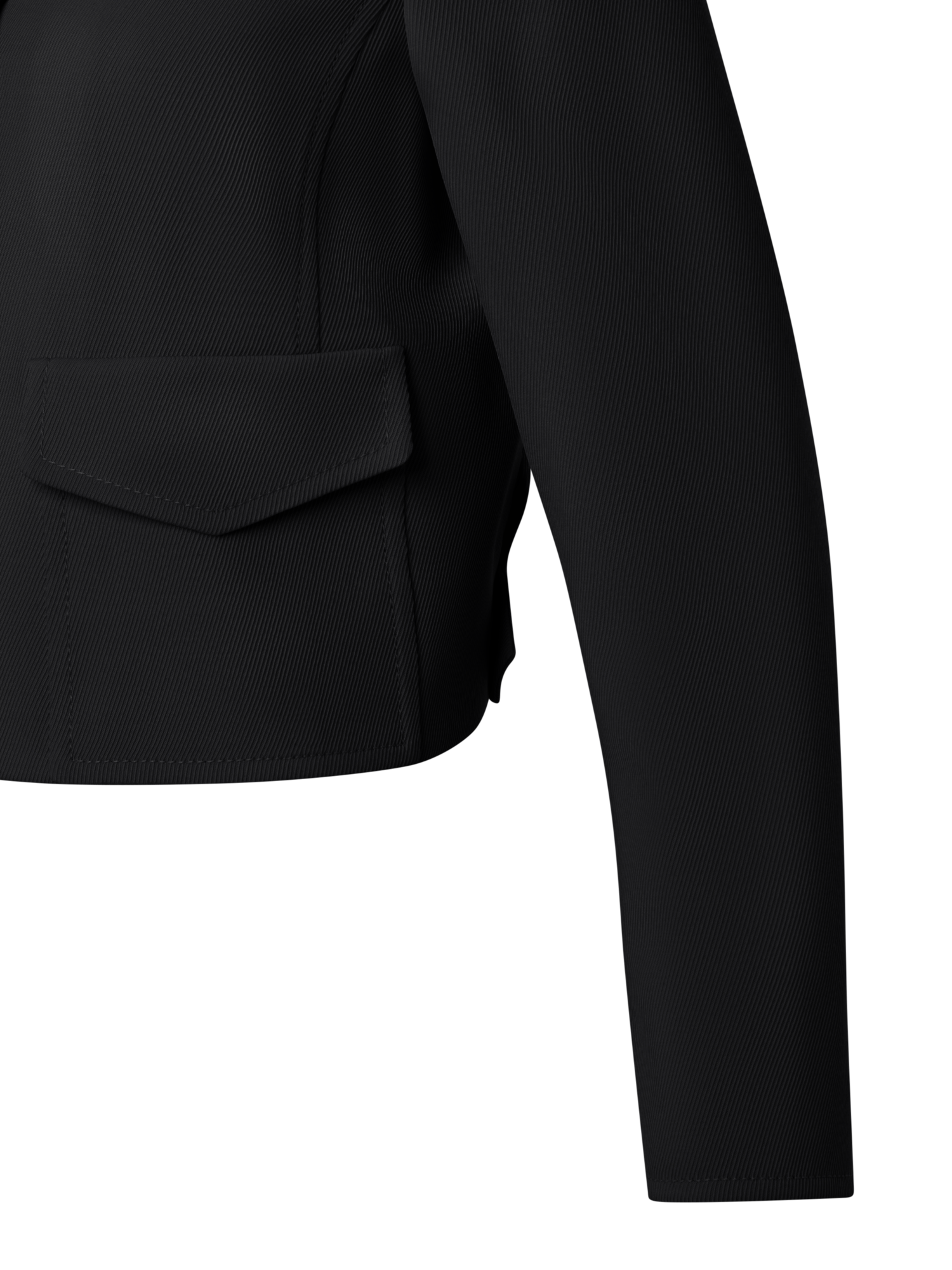 Designer Boxy Lapel Jacket in Wool Tricotine - black
