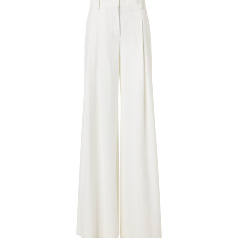 Cassie Flared Wide-Leg Pants in Denim Stretch Cotton