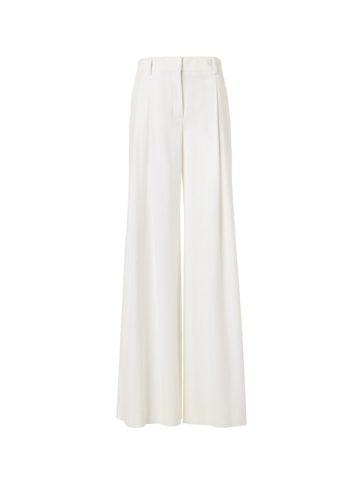 Designer Cassie Flared Wide-Leg Pants in Denim Stretch Cotton  - ecru - white