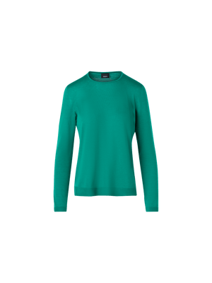 Designer Long-Sleeve Cashmere-Silk Knit Sweater - green