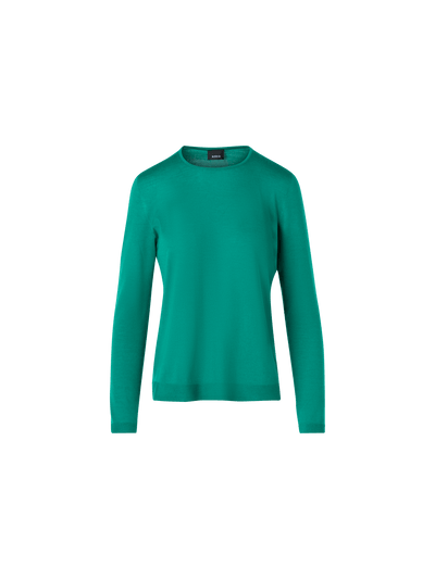 Designer Long-Sleeve Cashmere-Silk Knit Sweater - green