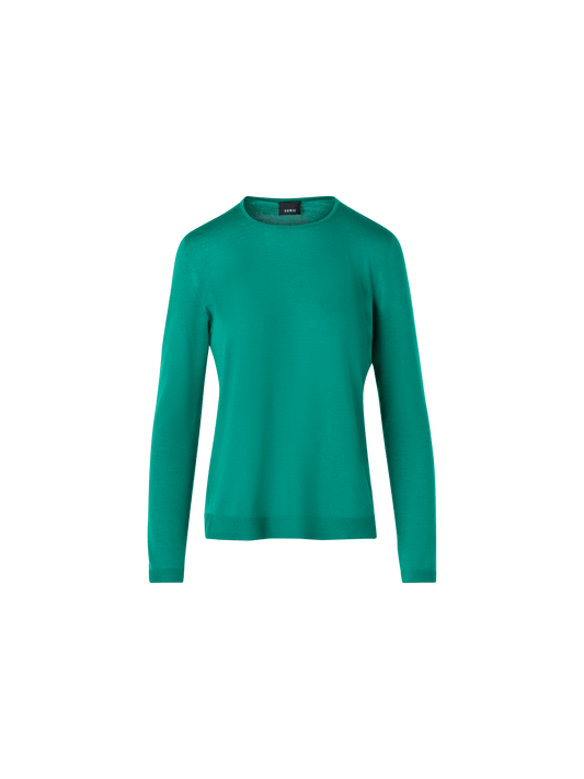 Designer Long-Sleeve Cashmere-Silk Knit Sweater - green