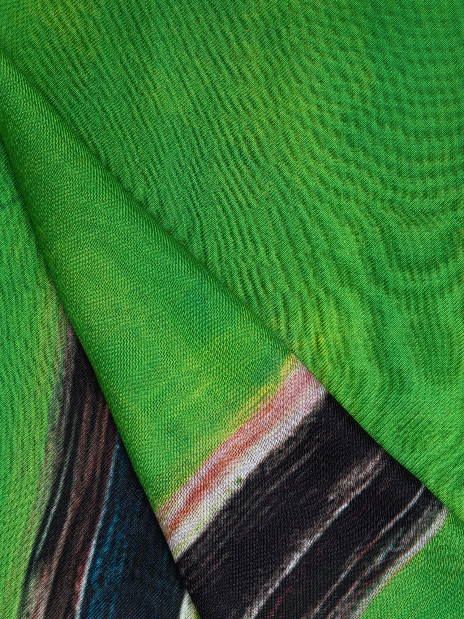 Designer Scarf in Cashmere and Silk with W.T. print - green