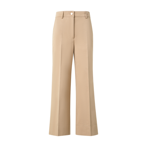 Cropped Wide Cotton Gabardine Pants