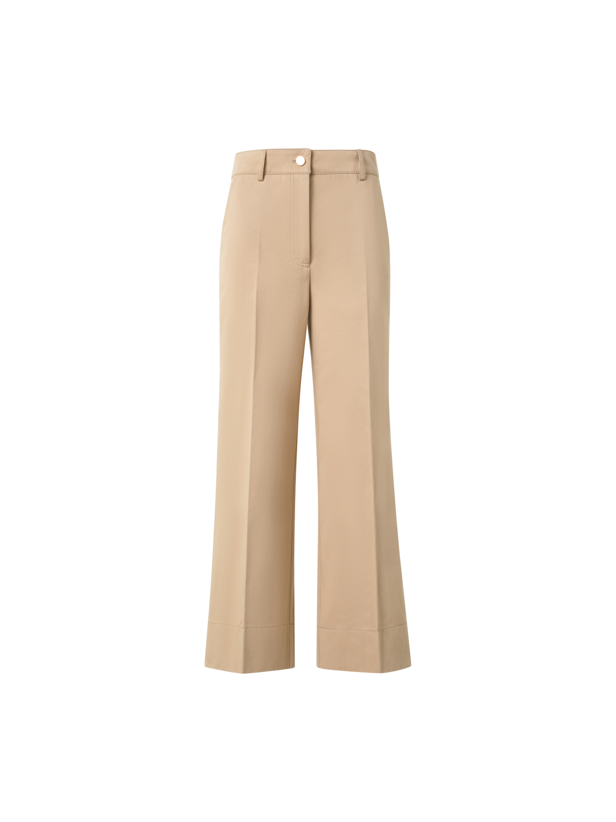 Designer Cropped Wide Cotton Gabardine Pants - neutral - beige