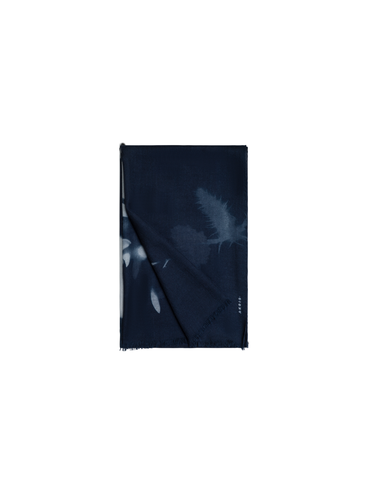 Designer Cashmere Scarf in Wildflower Print - navy - blue - multicolor - neutral