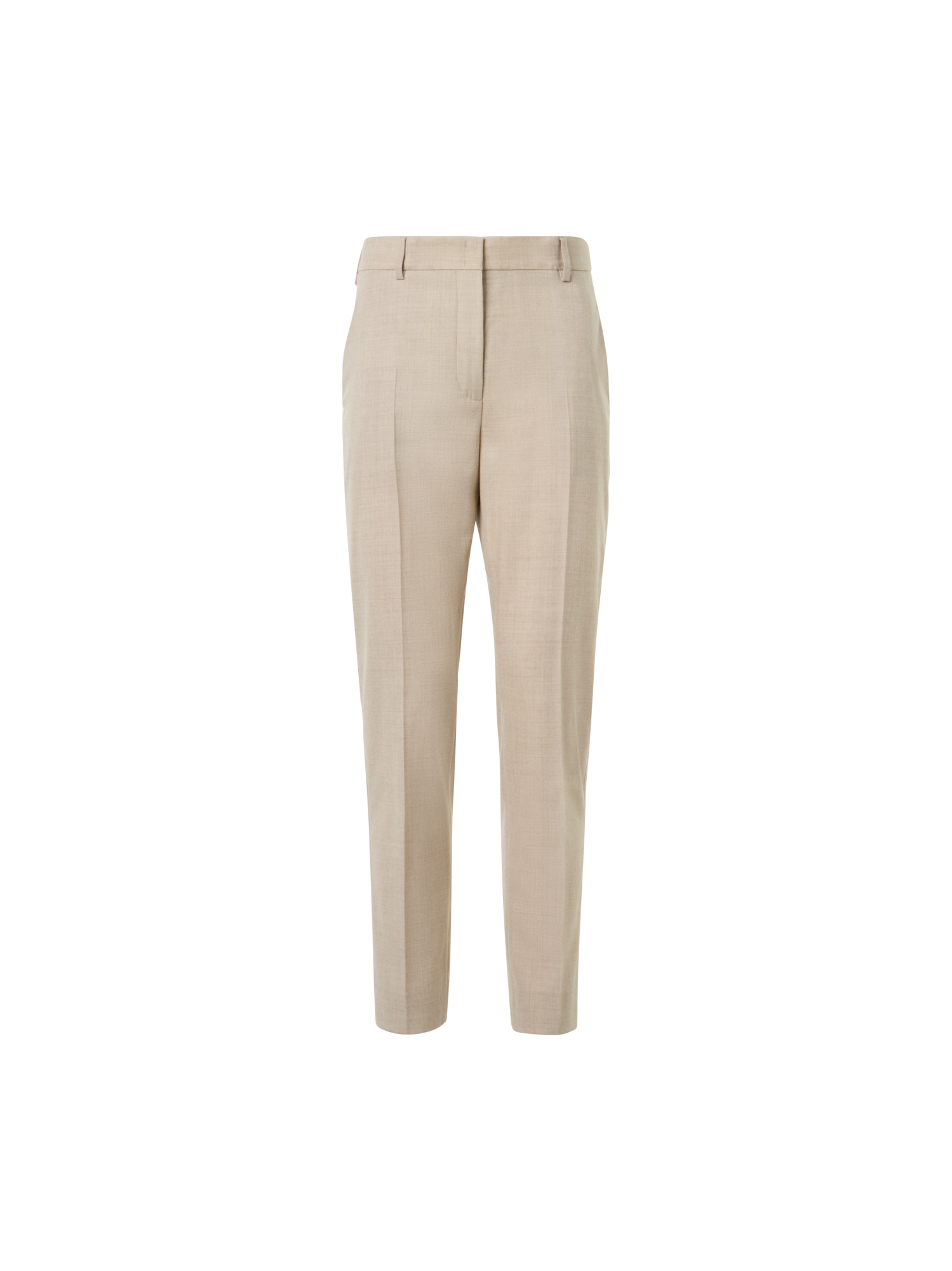 Designer Tapered Wool Stretch Flannel Ankle Pants - beige
