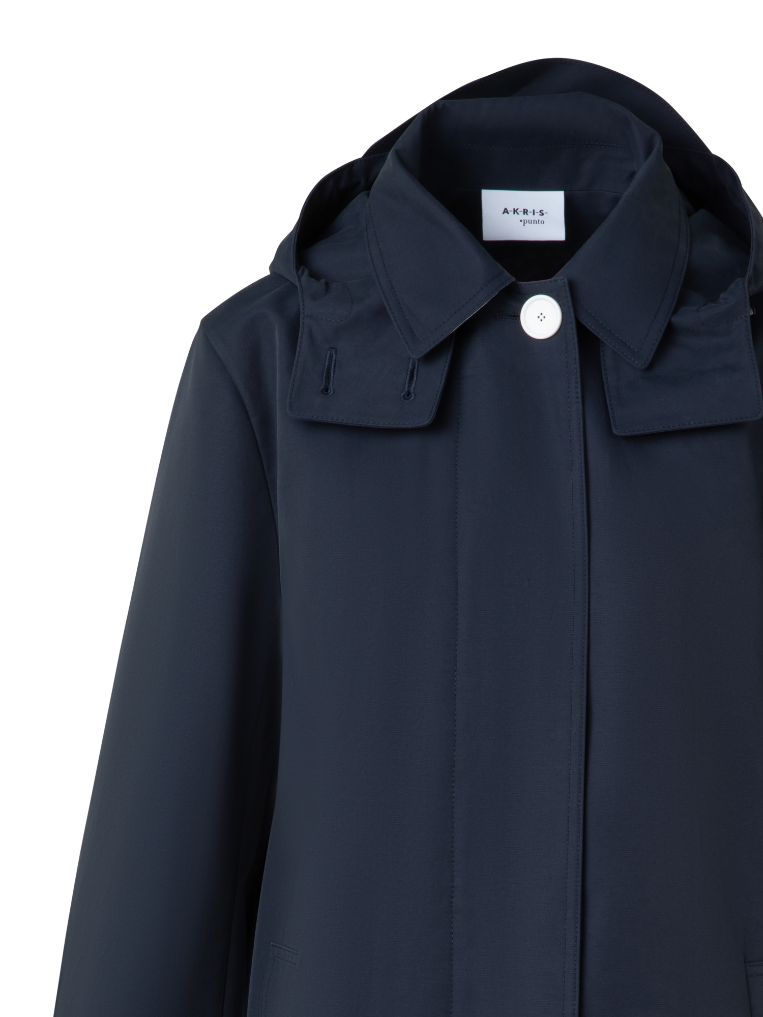 Designer Water Repellent Parka with Detachable Hood - navy - blue