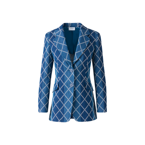 Langer Baumwoll-Blazer mit Diamant-Jacquard