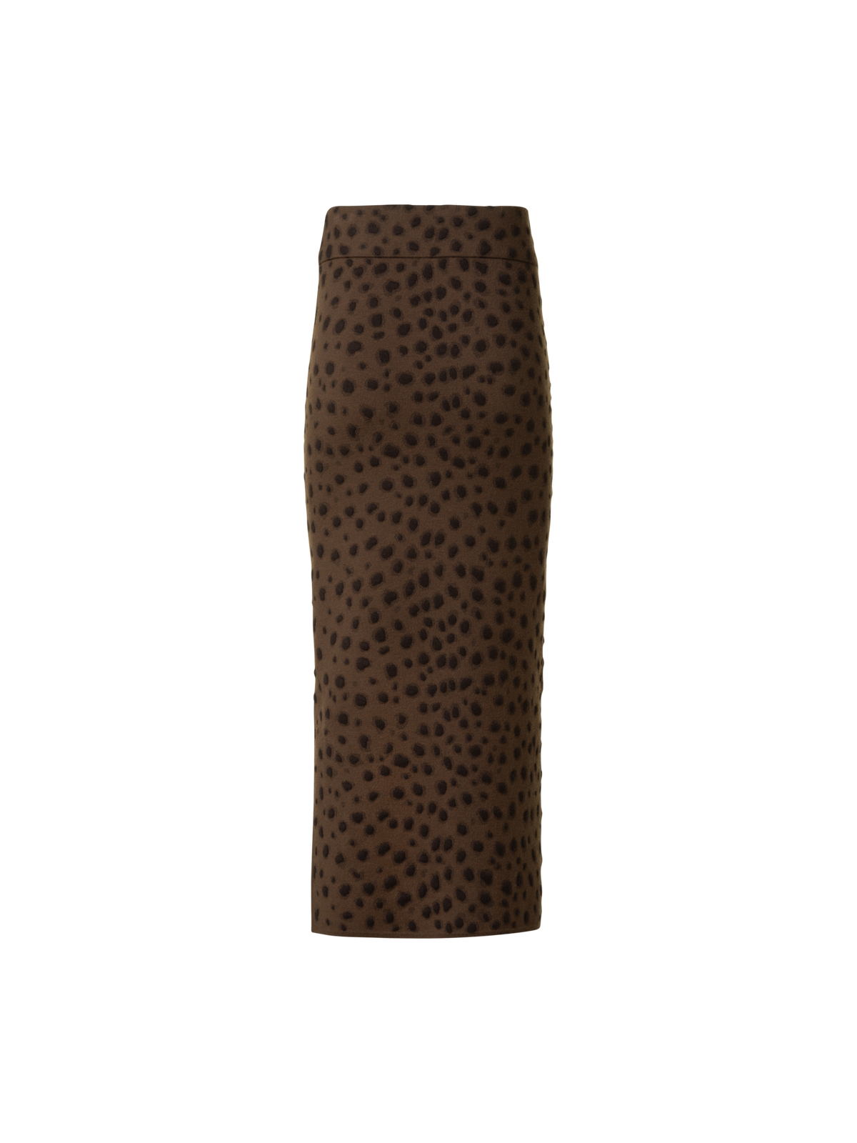 Designer Merino Wool Knit Tube Skirt in Leopard Jacquard - neutral - brown