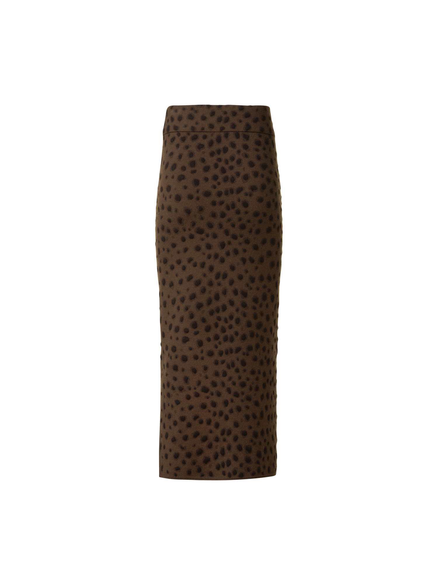 Designer Merino Wool Knit Tube Skirt in Leopard Jacquard - neutral - brown