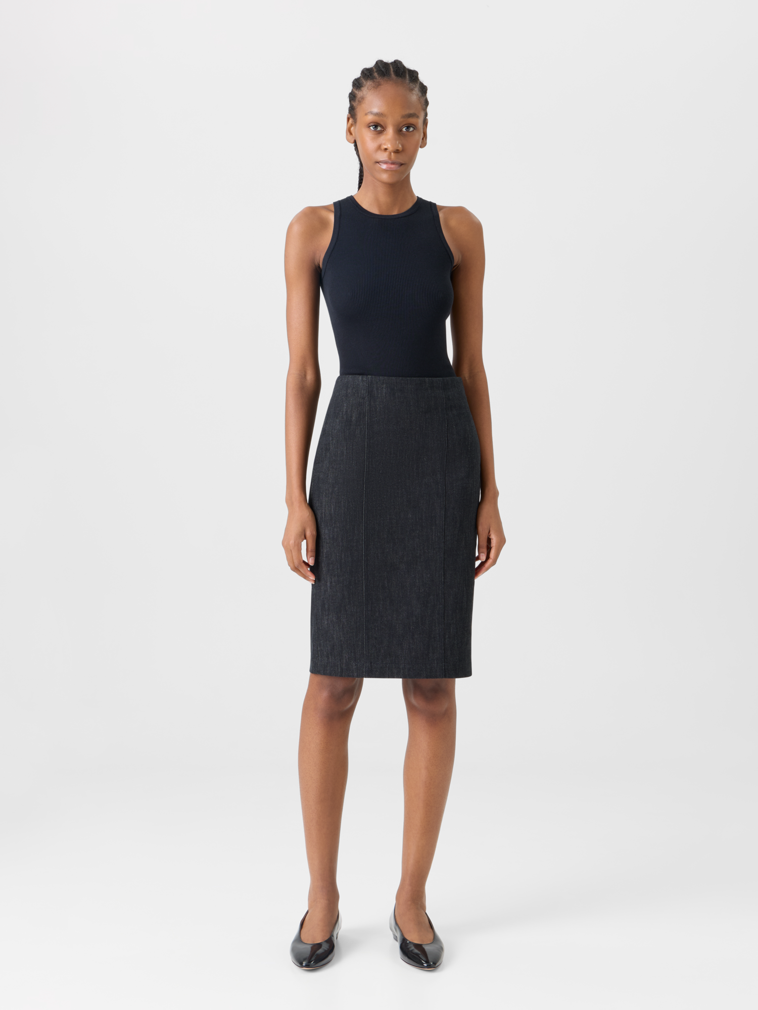 Designer Denim Pencil Skirt - black 
