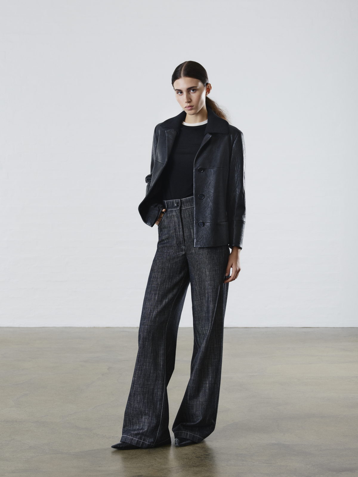 Designer Crinkled Lamb Nappa  Jacket - black #editorial