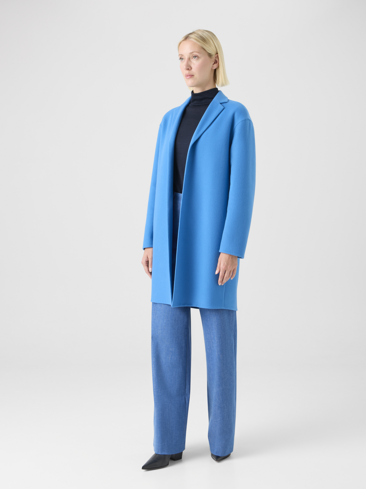 Designer Cashmere Double-Face Coat - blue #editorial