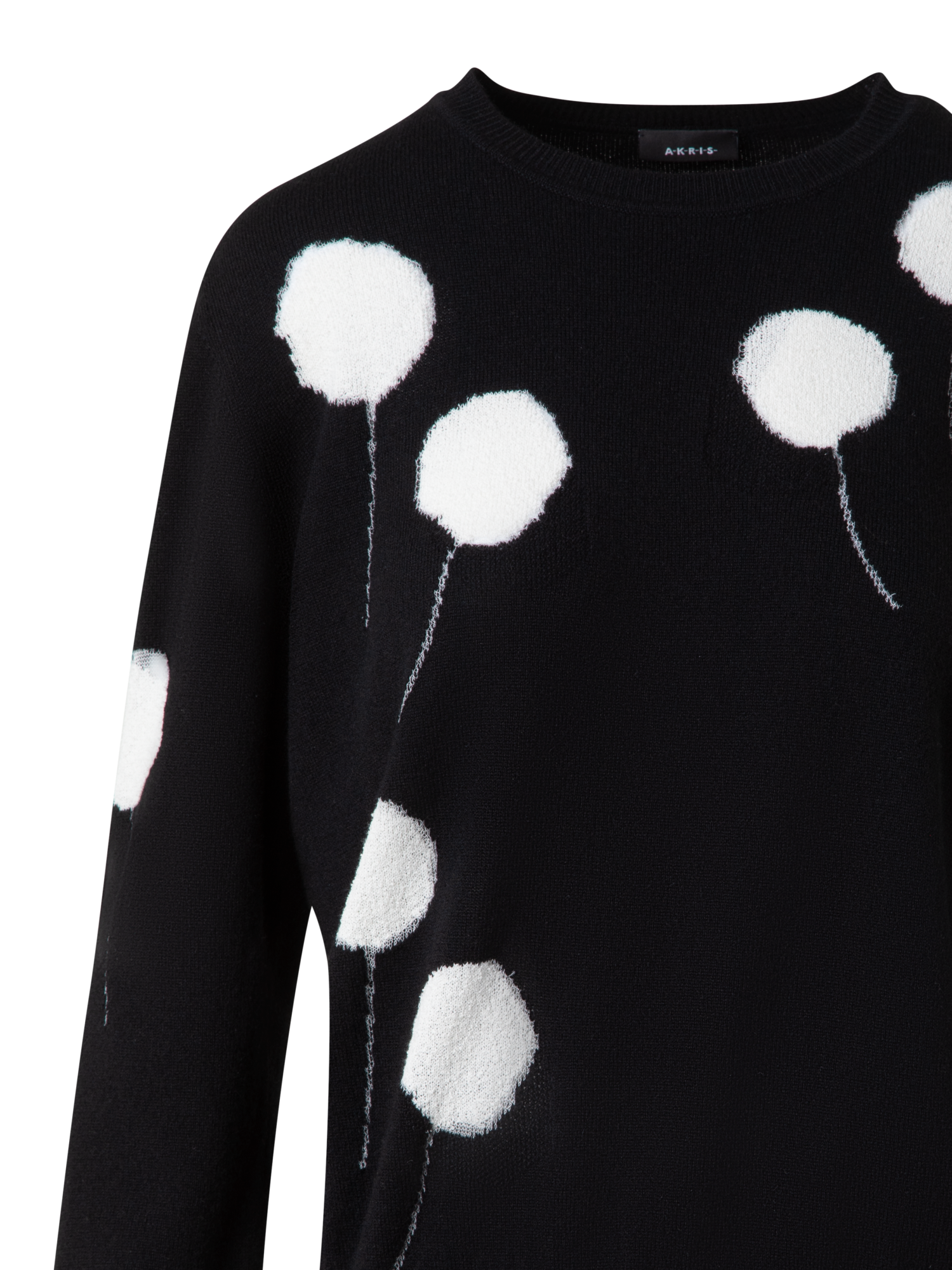 Designer Cashmere Dandelion Crew Neck Sweater - black - multicolor