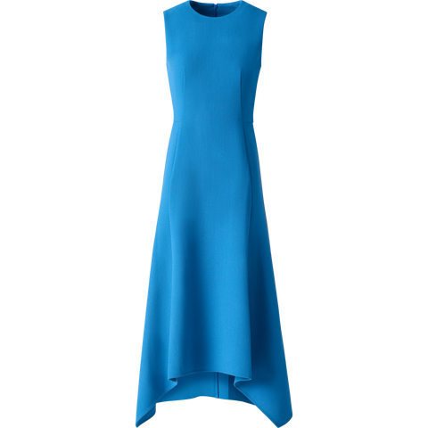 Asymmetrical Wool Crêpe Double-Face Midi Dress