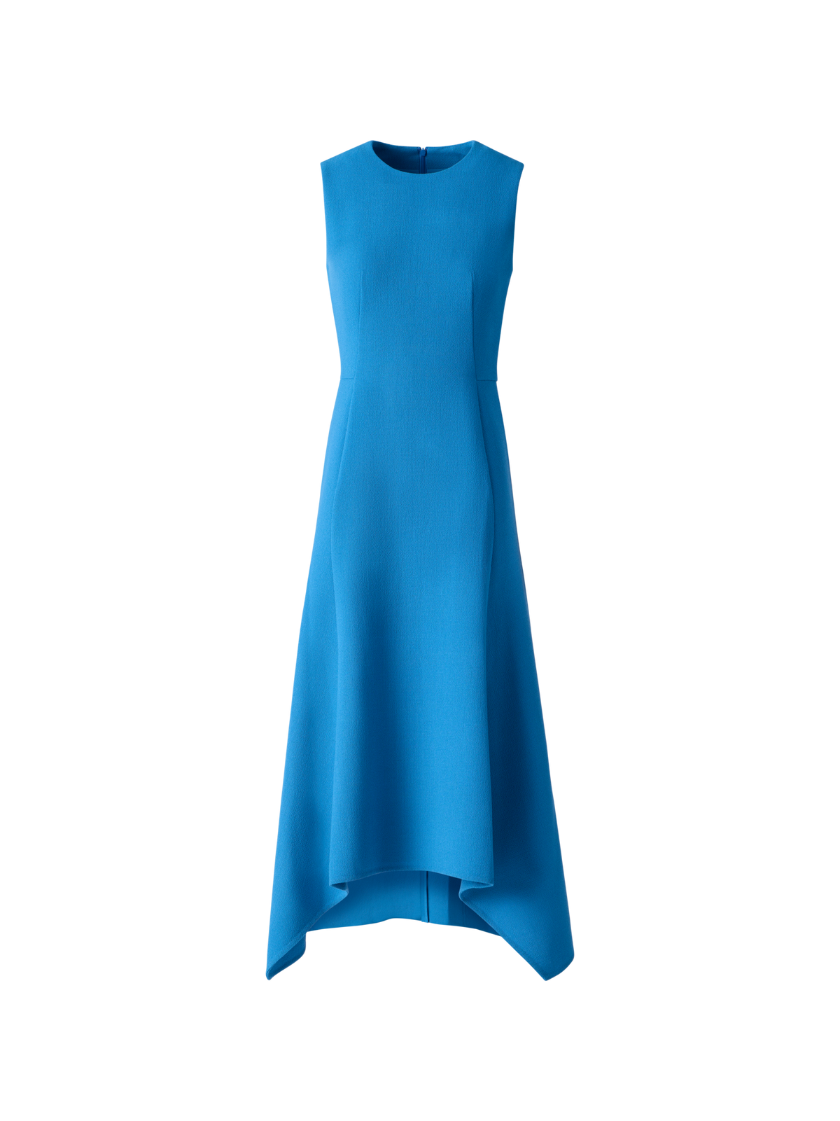 Designer Asymmetrical Wool Crêpe Double-Face Midi Dress - blue