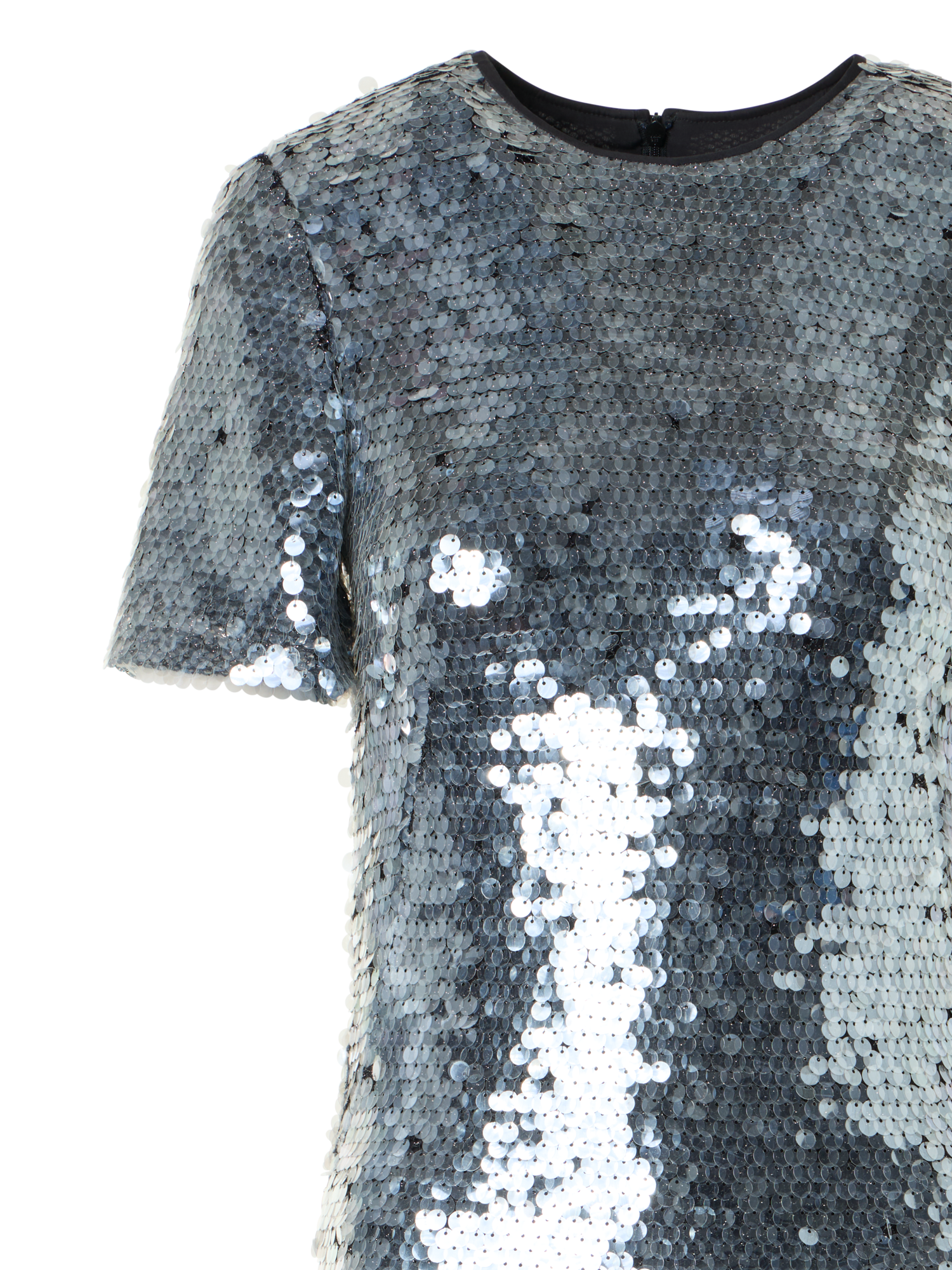 Designer Lucid Sequin Embroidered Tulle Sheath Dress - silver