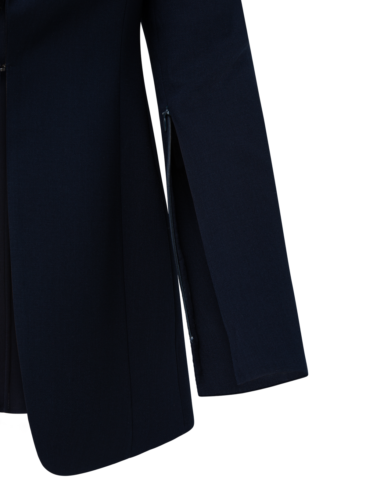 Designer Double-Face Blazer with Leather-Lined Collar - navy - blue