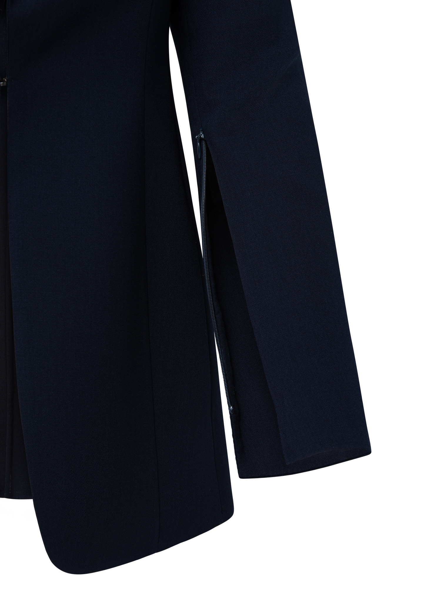 Designer Double-Face Blazer with Leather-Lined Collar - navy - blue