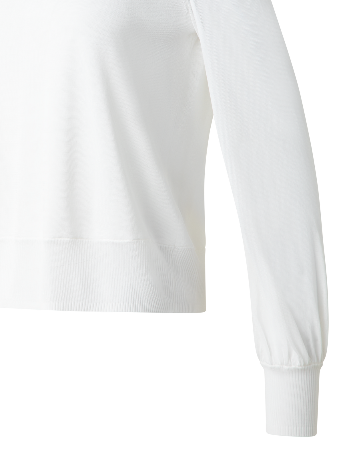 Designer Knit Sweater with Sheer Neckline and Sleeves - ecru - white