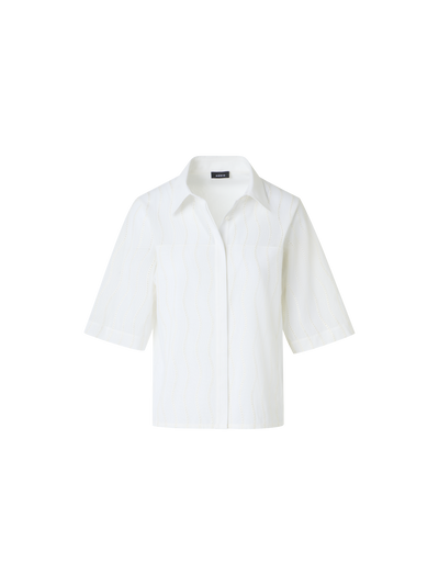 Designer Embroidered Boxy Cotton Blouse - ecru