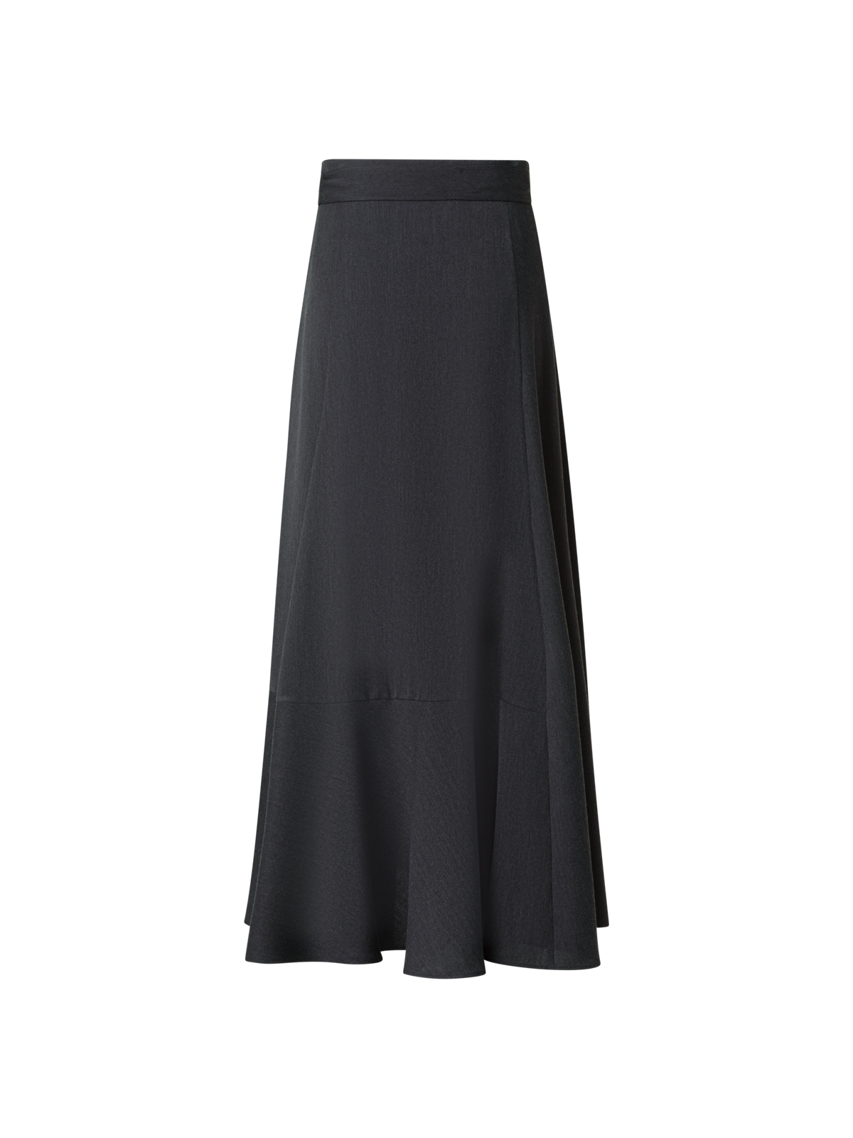 Designer Long Boho Wool Flannel Flared Skirt - neutral - grey