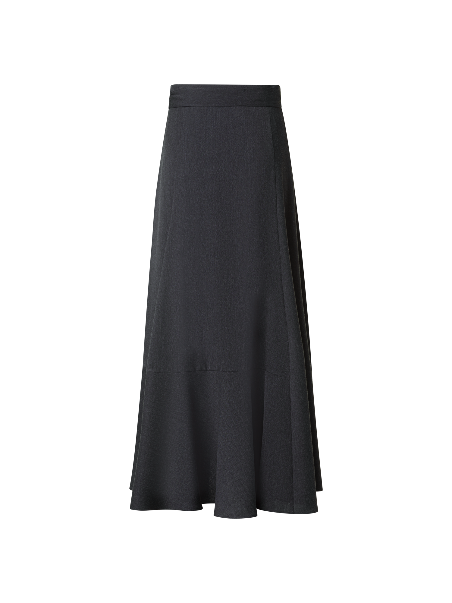 Designer Long Boho Wool Flannel Flared Skirt - neutral - grey