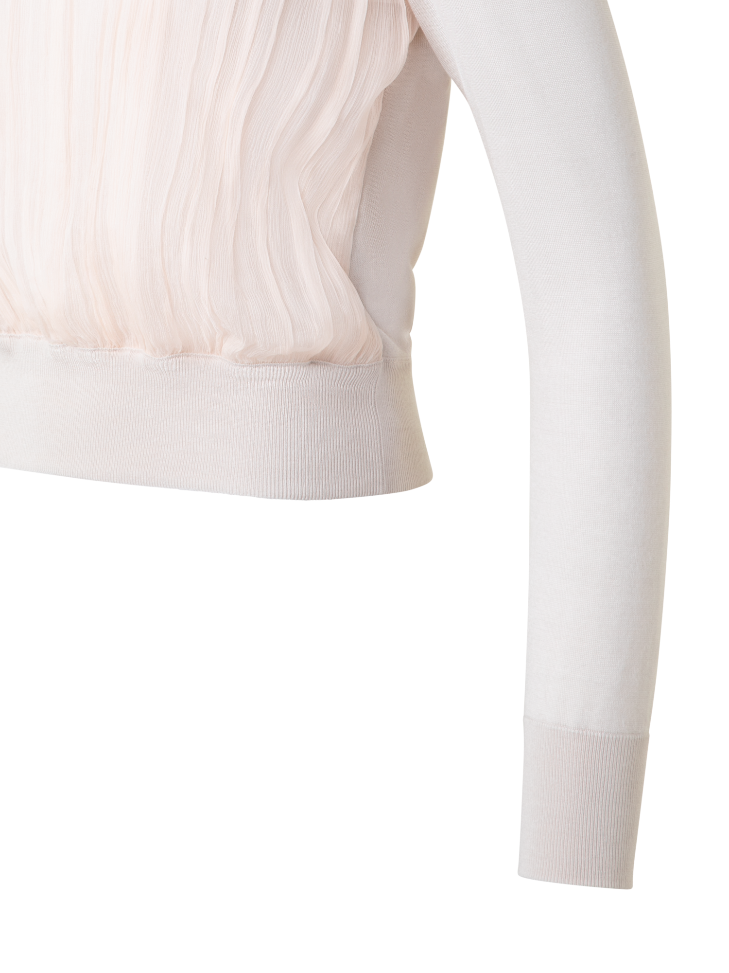 Designer Sweater with Silk Chiffon Front - neutral - pastel - beige