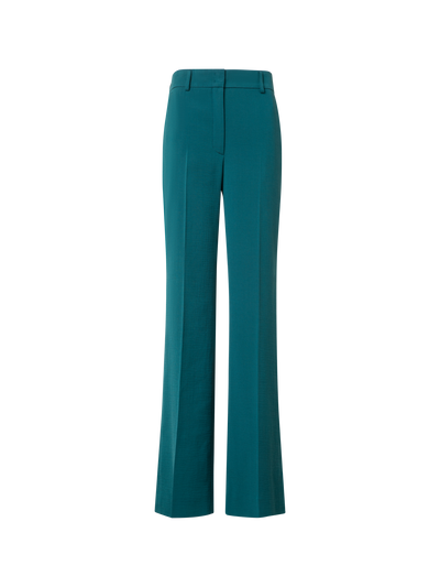 Designer Wide Structured Cotton Double-Face Pants - green