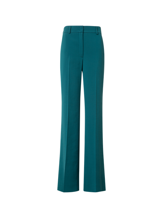 Designer Wide Structured Cotton Double-Face Pants - green