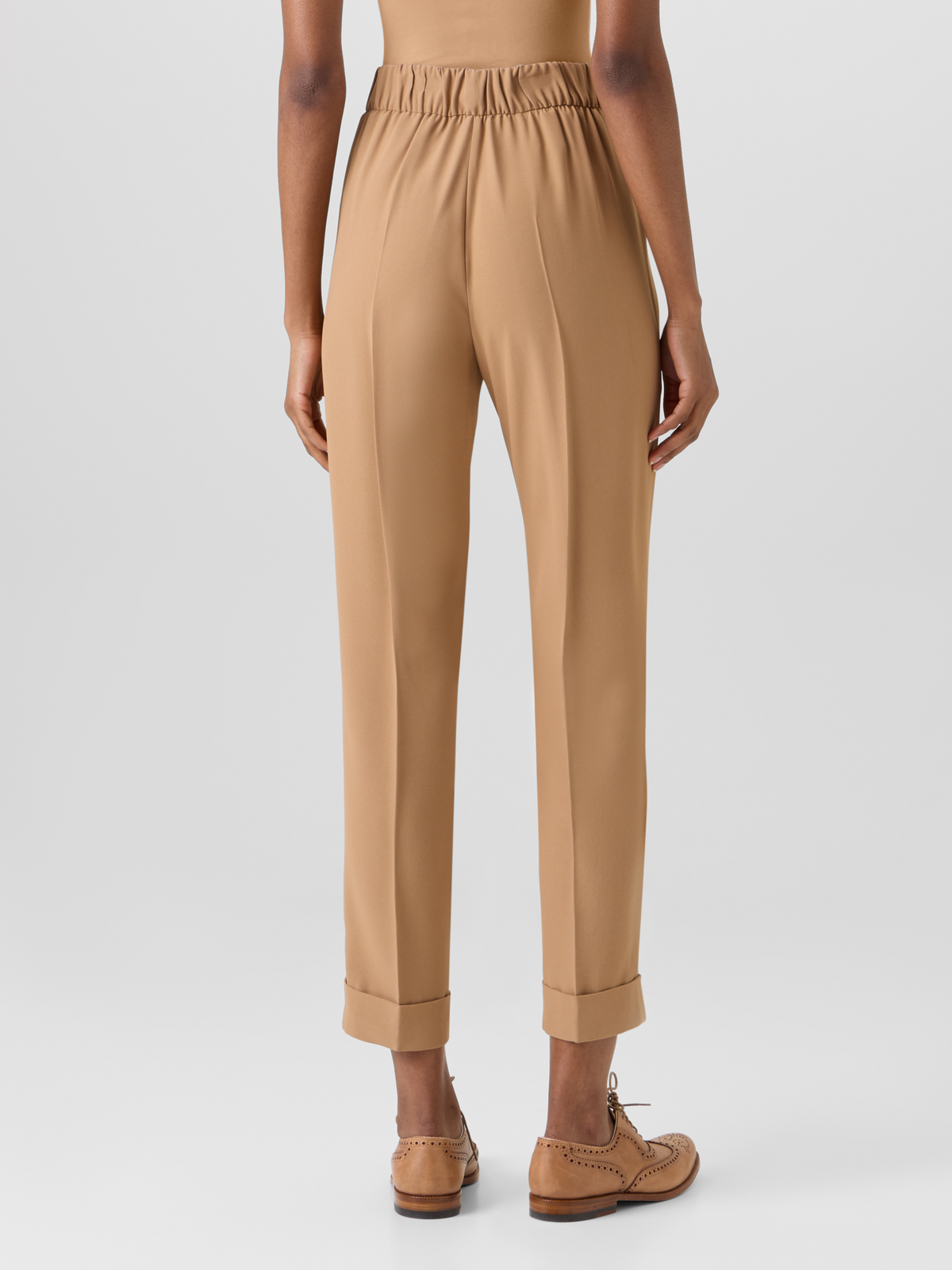 Designer Chris Tapered Pants in Acetate-Viscose Crêpe - brown #editorial