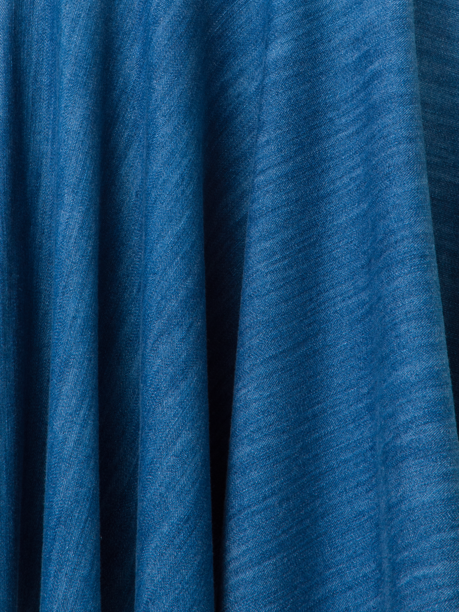 Designer Cotton Stretch Denim Skirt with Flounce Hem - blue