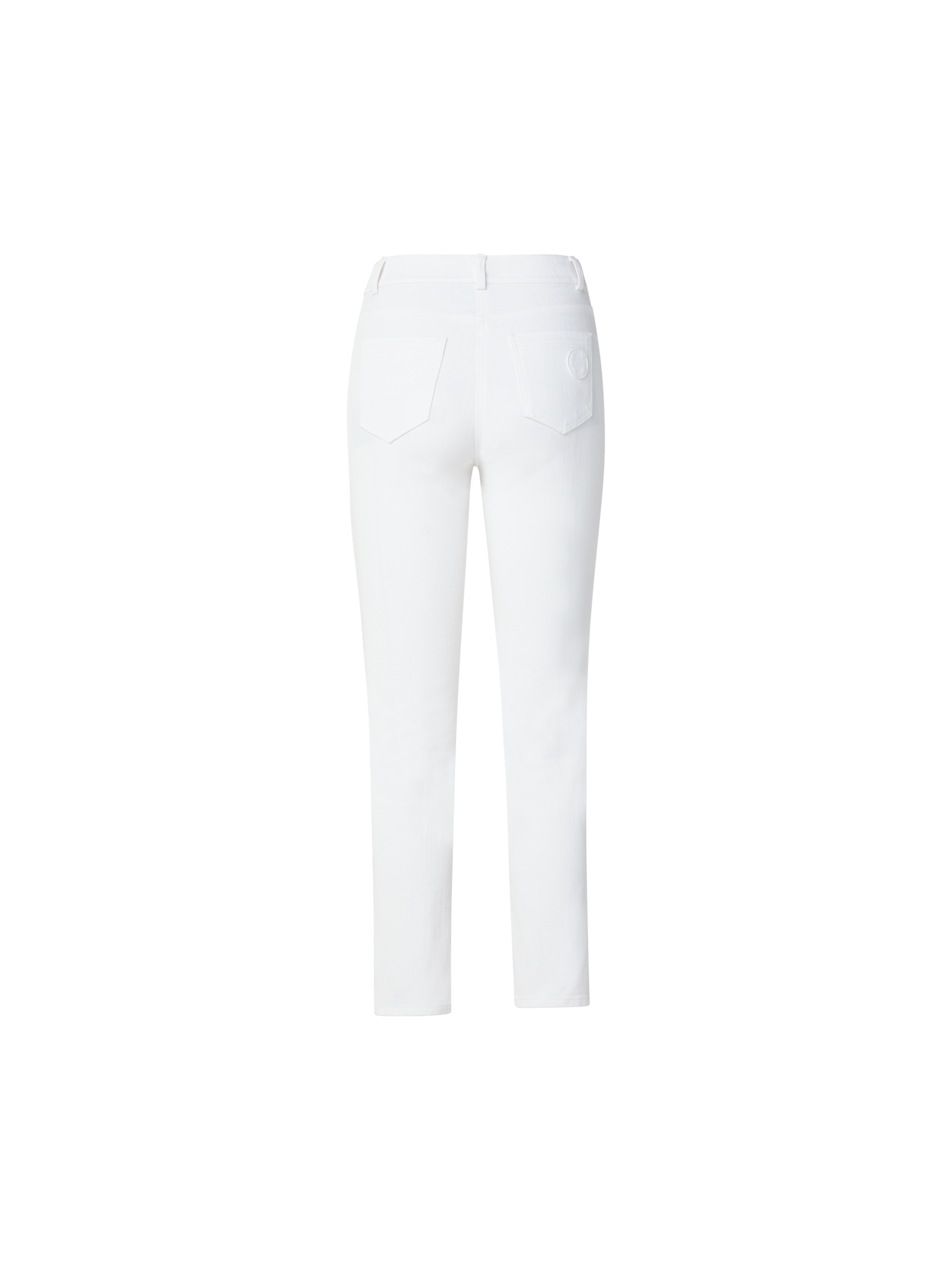 Designer Cropped Straight Cotton Denim Stretch Pants - ecru - white