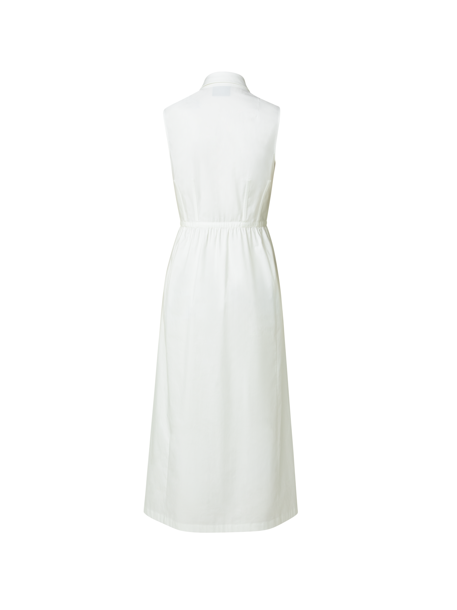 Designer Cotton Stretch Poplin Sleeveless Shirt Dress with Apron Detail