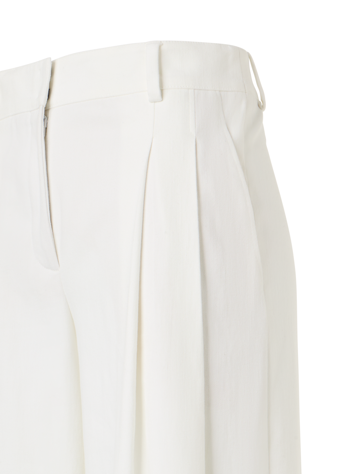Designer Cassie Flared Wide-Leg Pants in Denim Stretch Cotton  - ecru - white