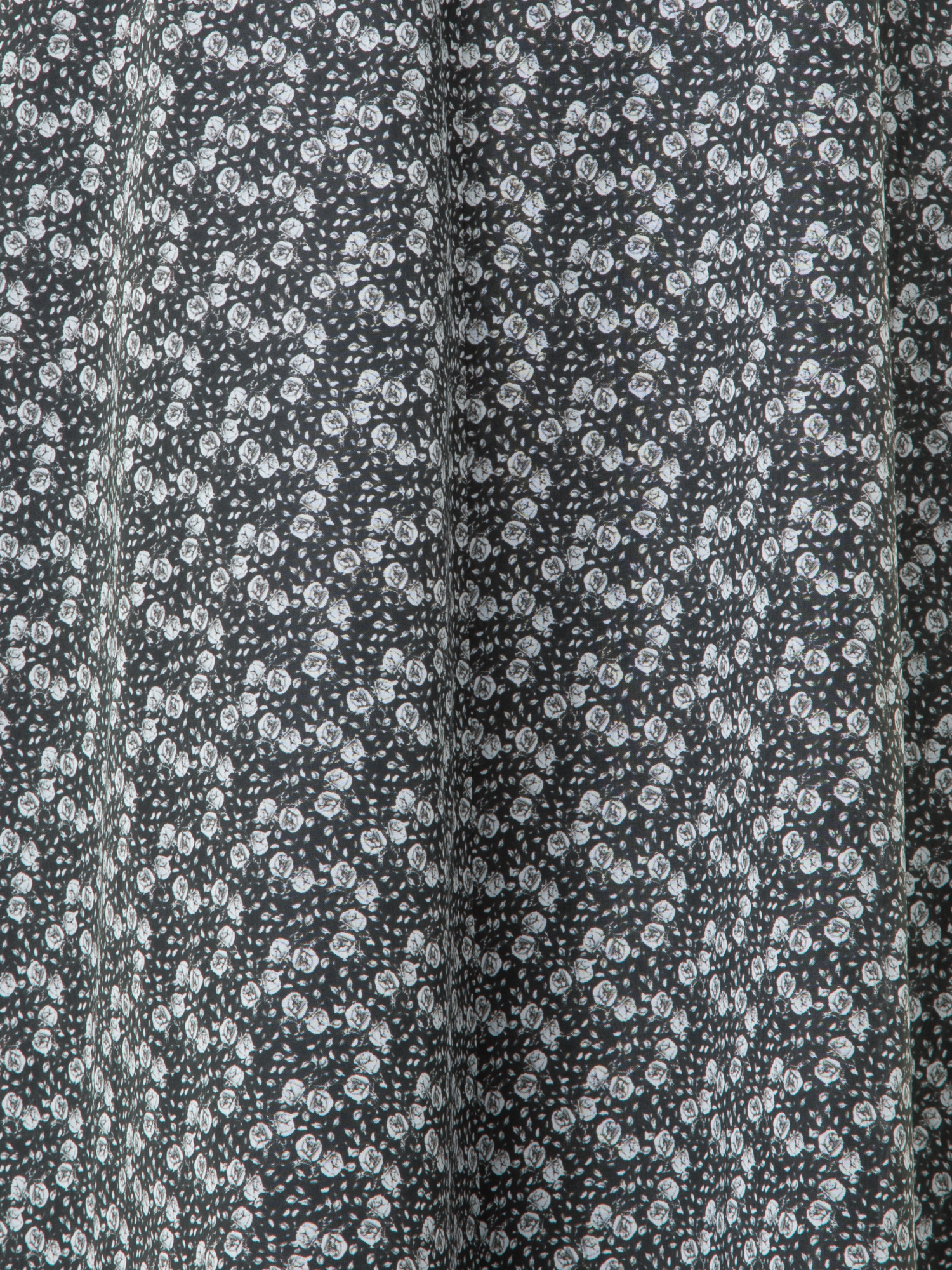 Designer Cotton Midi Skirt with Mini Anemone Print - black - neutral - grey - multicolor