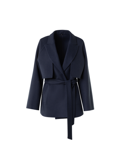 Designer Short Duo Coat - Cashmere Vest and Bolero - neutral - navy - blue