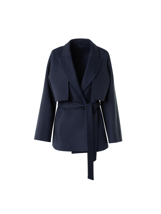 Designer Short Duo Coat - Cashmere Vest and Bolero - neutral - navy - blue