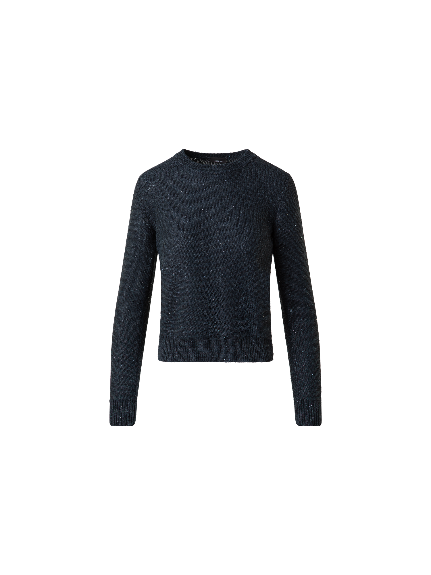 Designer Knit Sweater in Linen Cotton with Micro Sequins - grey