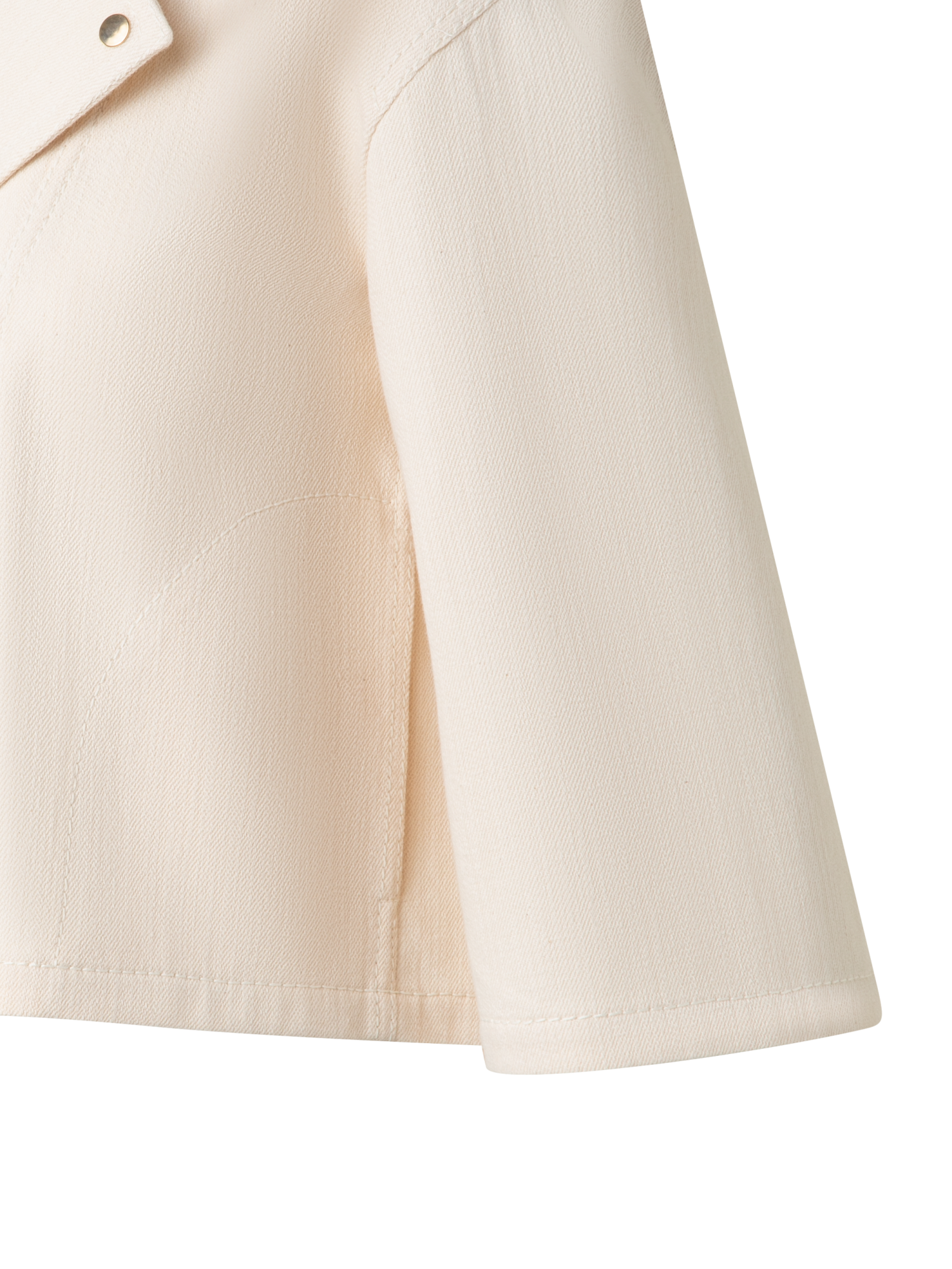 Designer Short Sleeved Denim Biker Jacket - neutral - ecru - white